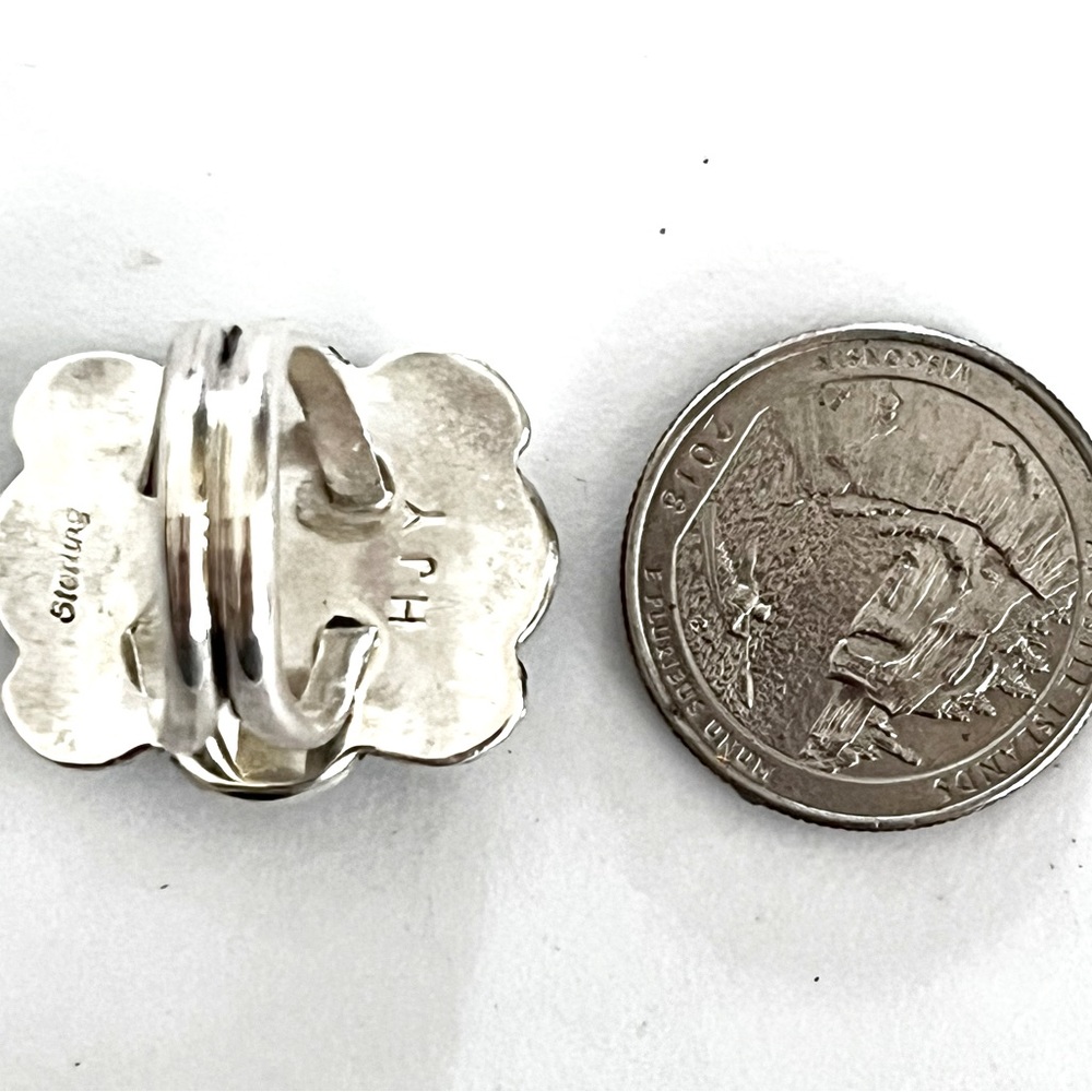 Signed - Hoskie Yazzie, Navajo. Vintage Sterling Silver Turquoise Ring - Picture 5 of 7